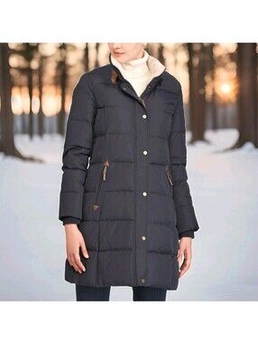 Ralph Lauren Down Coat Commuter Car Mid Length Winter Jacket Navy Women XS Small